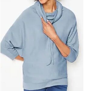 J.jill Organically Grown Cotton Cashmere Blend Women's Blue Cowl Neck Sweater